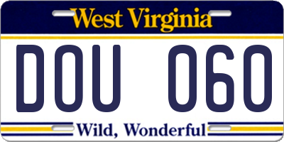 WV license plate DOU060