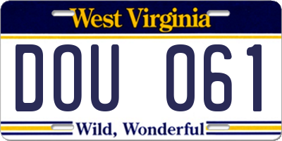 WV license plate DOU061