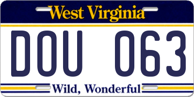 WV license plate DOU063