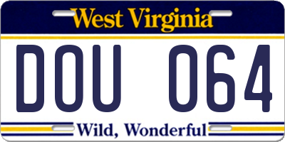 WV license plate DOU064