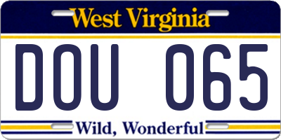 WV license plate DOU065