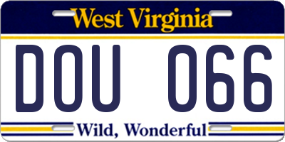 WV license plate DOU066