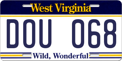 WV license plate DOU068