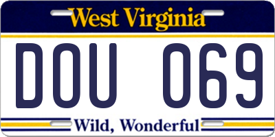 WV license plate DOU069