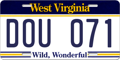 WV license plate DOU071