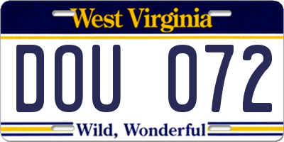 WV license plate DOU072