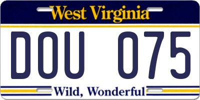WV license plate DOU075