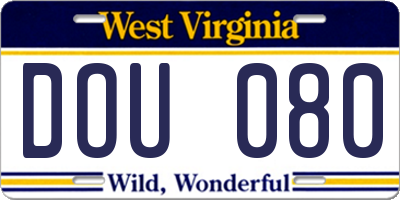WV license plate DOU080