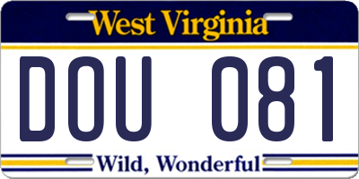 WV license plate DOU081
