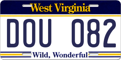 WV license plate DOU082