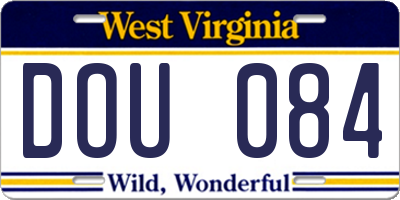 WV license plate DOU084