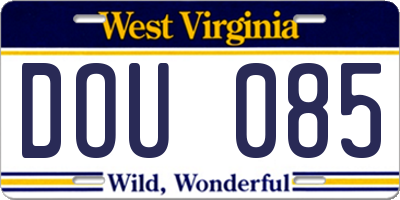 WV license plate DOU085