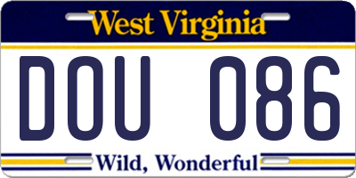 WV license plate DOU086
