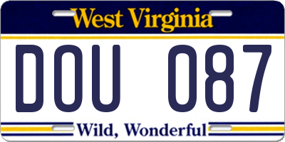 WV license plate DOU087