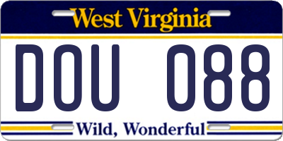 WV license plate DOU088
