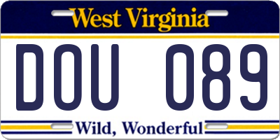 WV license plate DOU089