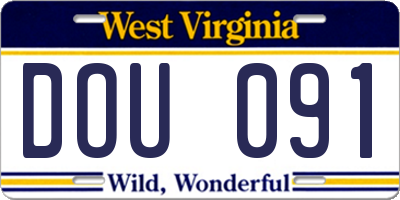 WV license plate DOU091