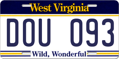 WV license plate DOU093