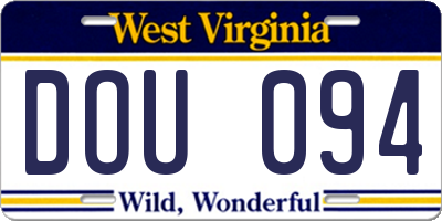 WV license plate DOU094