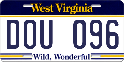 WV license plate DOU096