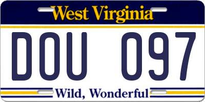 WV license plate DOU097