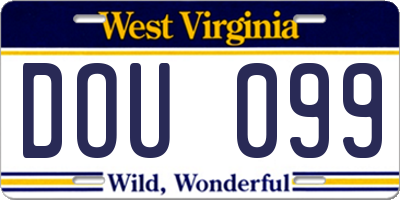 WV license plate DOU099