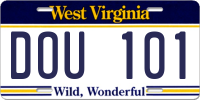 WV license plate DOU101