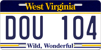 WV license plate DOU104
