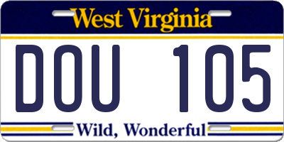WV license plate DOU105