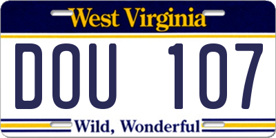 WV license plate DOU107