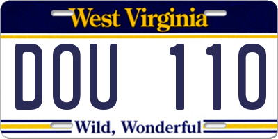 WV license plate DOU110