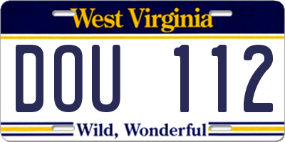 WV license plate DOU112
