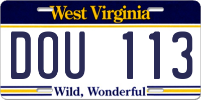 WV license plate DOU113