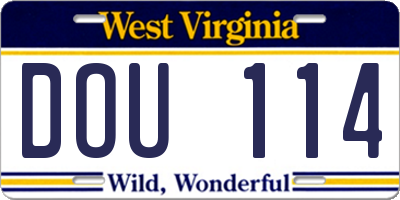 WV license plate DOU114