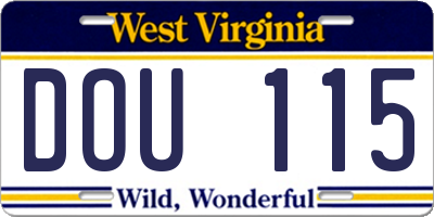 WV license plate DOU115