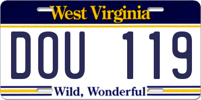 WV license plate DOU119
