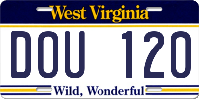 WV license plate DOU120