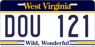 WV license plate DOU121