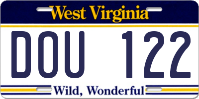 WV license plate DOU122
