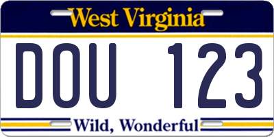 WV license plate DOU123