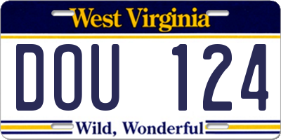 WV license plate DOU124