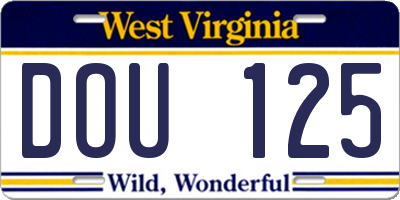 WV license plate DOU125