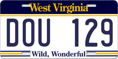 WV license plate DOU129
