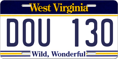 WV license plate DOU130