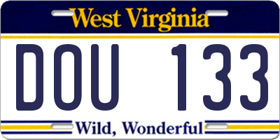 WV license plate DOU133