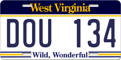 WV license plate DOU134