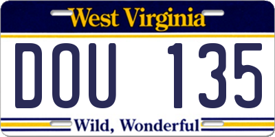 WV license plate DOU135
