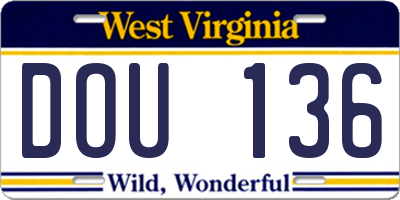 WV license plate DOU136