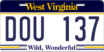 WV license plate DOU137
