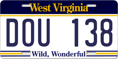 WV license plate DOU138